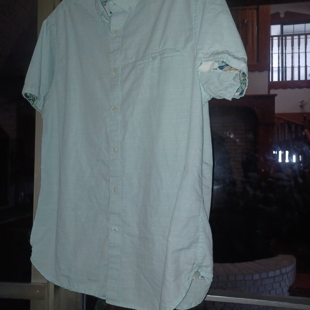 Cactus Man Men's Slim Fit Button-Up Shirt Small Lt. Teal